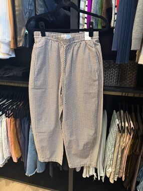 Abercrombie & Fitch Beige and Black Checked Drawstring Joggers